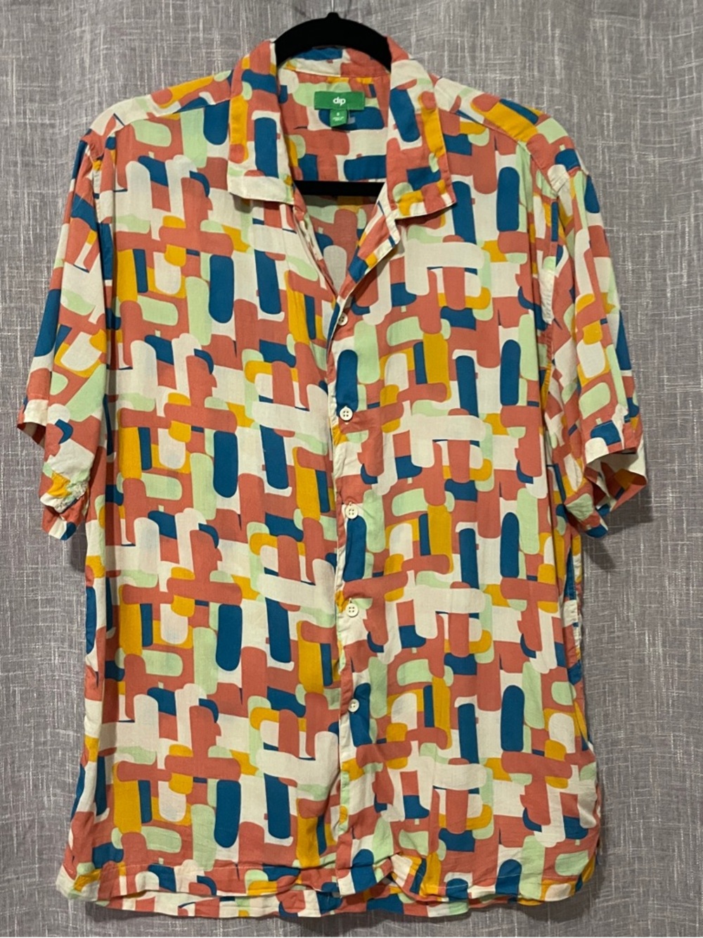 dip Multicolor Geometric Short-Sleeve Button-Down Shirt - S